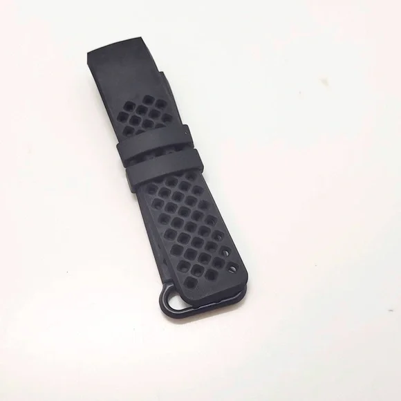 Black Fitbit band with little diamond cutouts